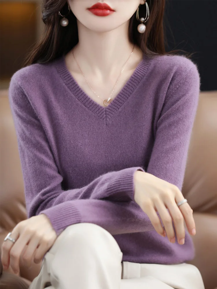 2023 Fashion 100% Merino Wool Cashmere Women Knitted Sweater Elegant V-Neck Long Sleeve Pullover Autumn Clothing Jumper Top
2023 Fashion 100% Merino Wool Cashmere Women Knitted Sweater Elegant V-Neck Long Sleeve Pullover Autumn Clothing Jumper Top