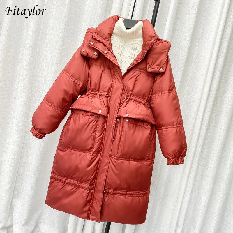 Fitaylor Winter Hooded Down Long Jacket Women 90% White Duck Down Coat Casual Loose Pleating Parkes Snow Windbreak Warm Outwear
Fitaylor Winter Hooded Down Long Jacket Women 90% White Duck Down Coat Casual Loose Pleating Parkes Snow Windbreak Warm Outwear