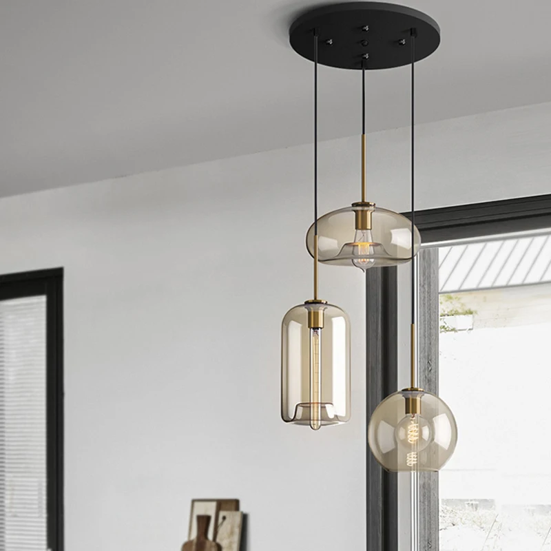 Lamp Modern 3-Light Pendant Light Fixtures, Industrial Hanging Ceiling Lamp With Amber Glass Shade, Vintage Black Pendant Light
Lamp Modern 3-Light Pendant Light Fixtures, Industrial Hanging Ceiling Lamp With Amber Glass Shade, Vintage Black Pendant Light