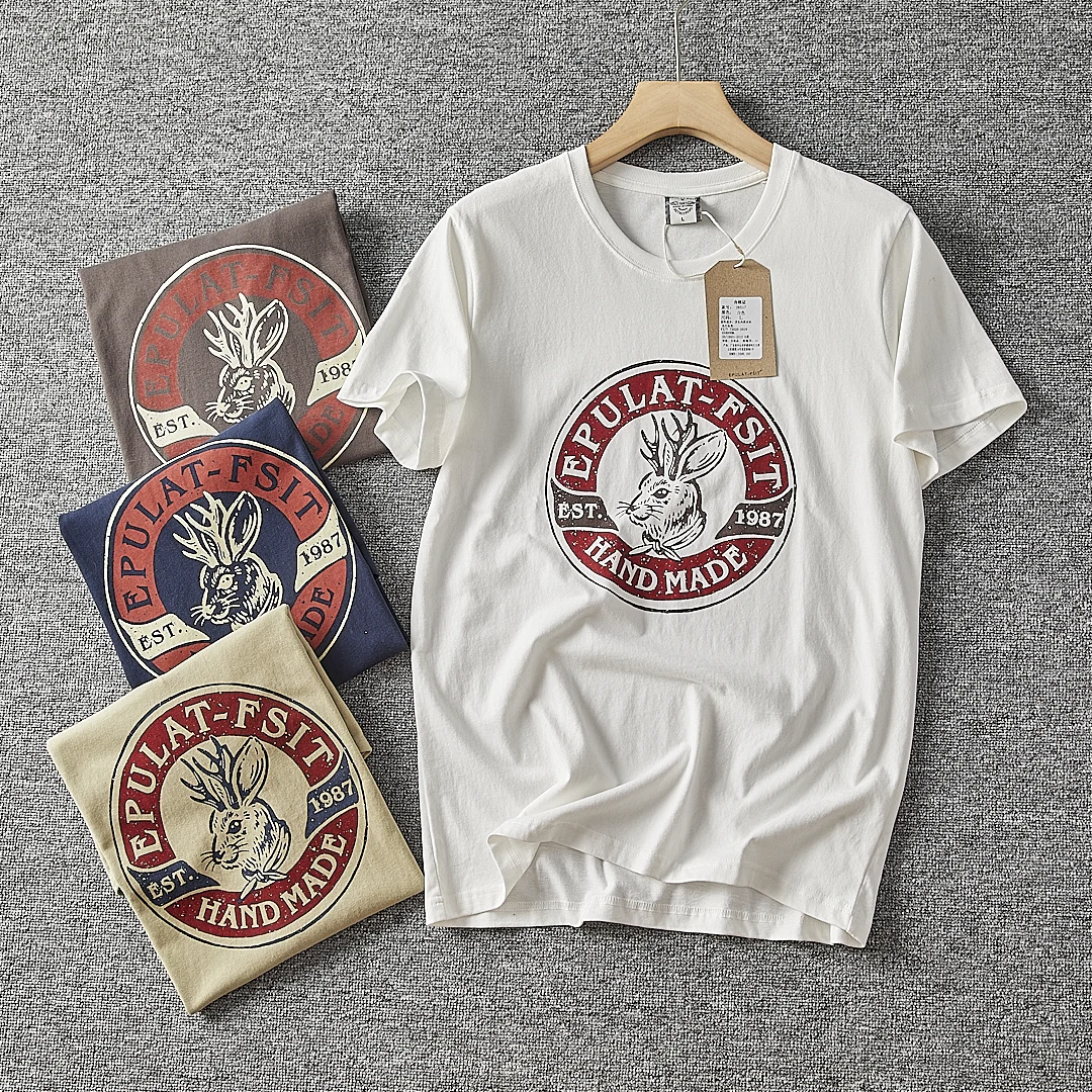Summer New American Retro Short-sleeved O-neck Letter Printed T-shirt Men's Fashion Simple 100% Cotton Washed Casual Sport Tops
Summer New American Retro Short-sleeved O-neck Letter Printed T-shirt Men's Fashion Simple 100% Cotton Washed Casual Sport Tops