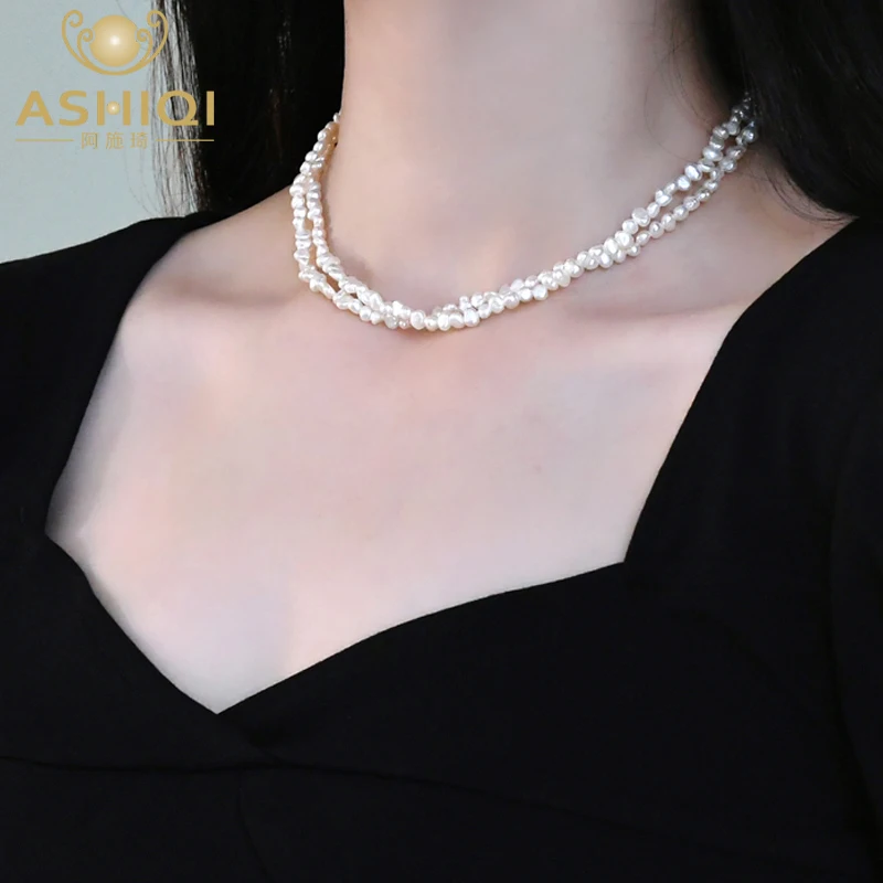 ASHIQI Natural Baroque Pearl Double Layered Necklace 925 Sterling Silver Jewelry for Women
ASHIQI Natural Baroque Pearl Double Layered Necklace 925 Sterling Silver Jewelry for Women