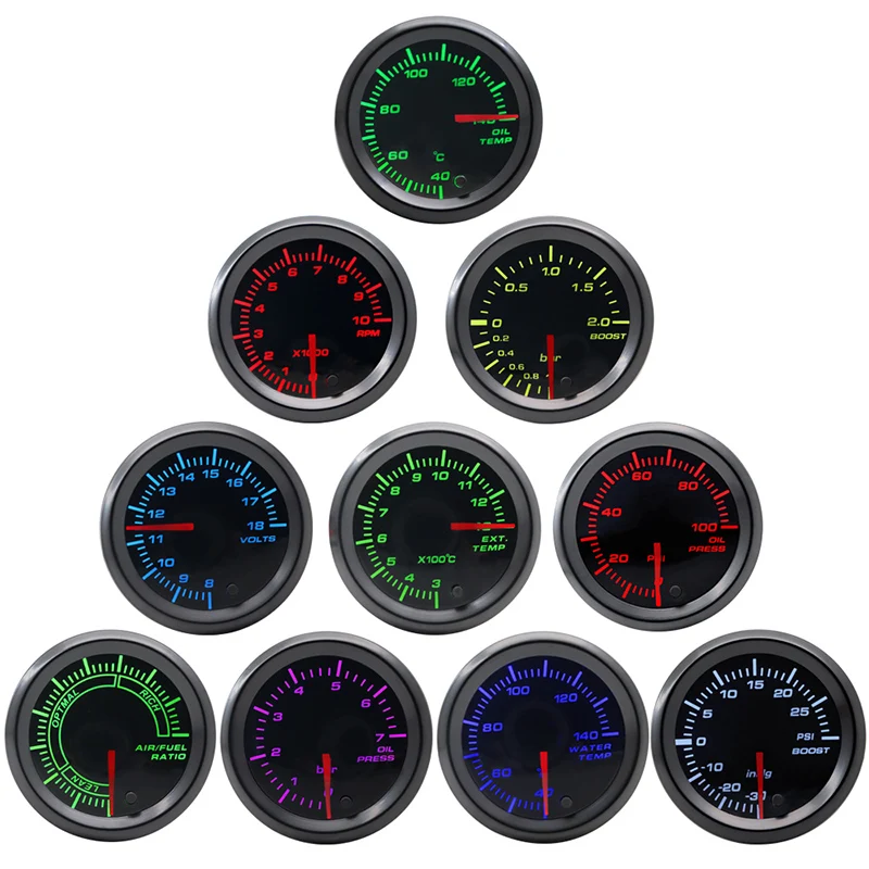 DepoTuning 2" 52mm Tinted 7 Colors LED Display Boost/Water/Oil Temp/Pressure/Volt/Air Fuel Ratio/EGT/Tachometer Car Gauge
DepoTuning 2" 52mm Tinted 7 Colors LED Display Boost/Water/Oil Temp/Pressure/Volt/Air Fuel Ratio/EGT/Tachometer Car Gauge