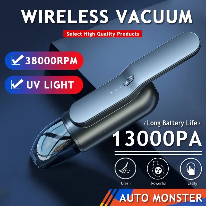 13000 PA Car Vacuum Wireless Vacuum Cleaner Rechargeable Cordless Vacuum Universal Mini Vacuum With UV Lamp For Car Home
13000 PA Car Vacuum Wireless Vacuum Cleaner Rechargeable Cordless Vacuum Universal Mini Vacuum With UV Lamp For Car Home