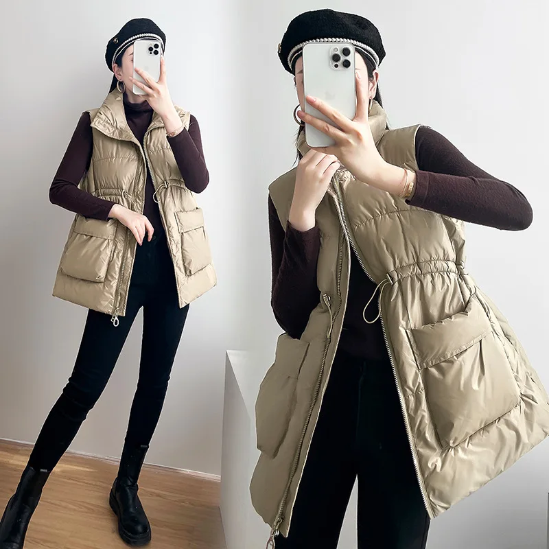 European And American Style New Vest Plus Fat Waist Large Pocket Medium And Long Vest Stand Collar Loose Down Cotton Vest
European And American Style New Vest Plus Fat Waist Large Pocket Medium And Long Vest Stand Collar Loose Down Cotton Vest