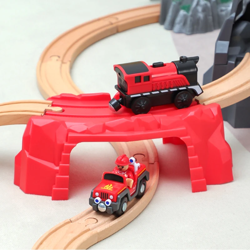 

P138 Bulk Train Track Scene Accessories Red Curved Bridge Pier Assembly Game Compatible With Electric Train Boys' Toys