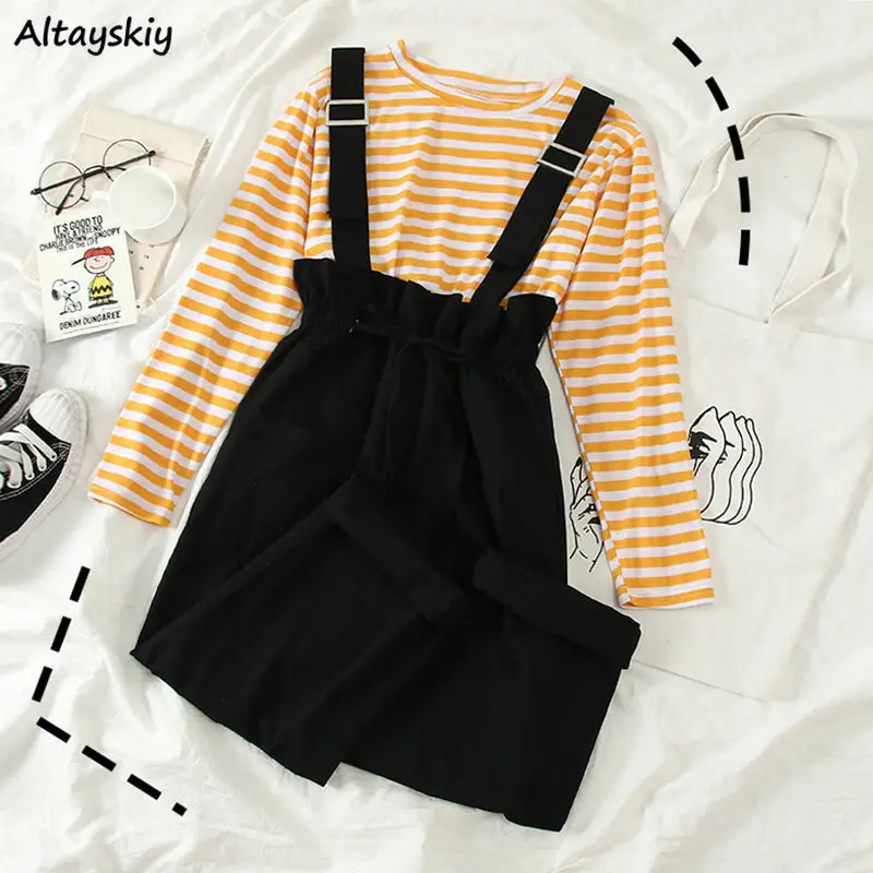 2 Pieces Sets Women Preppy Korean Style Lace-up Jumpsuit Striped Tops Basic All-match Prevalent Vintage Sweet Daily Kawaii Teens
2 Pieces Sets Women Preppy Korean Style Lace-up Jumpsuit Striped Tops Basic All-match Prevalent Vintage Sweet Daily Kawaii Teens