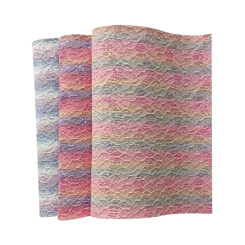 XHT-854 Rainbow Color Changing PU Glitter Lace Mesh Faux Leather Fabric Sheet for Making Cover/Hair Bow/Decoration
XHT-854 Rainbow Color Changing PU Glitter Lace Mesh Faux Leather Fabric Sheet for Making Cover/Hair Bow/Decoration