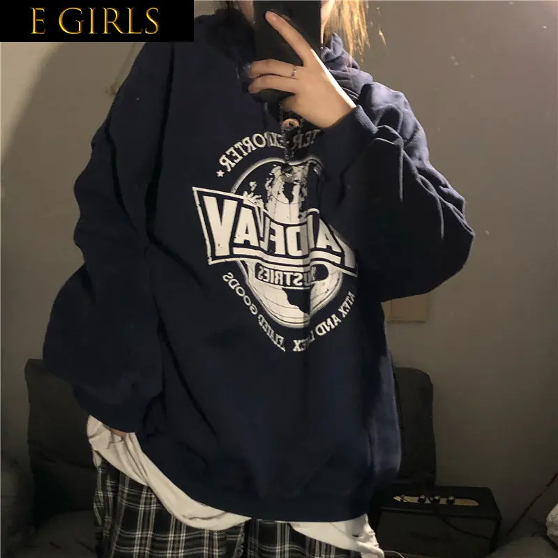 Женская винтажная толстовка с капюшоном и капюшоном, в стиле Харадзюку 
Женская винтажная толстовка с капюшоном и капюшоном, в стиле Харадзюку