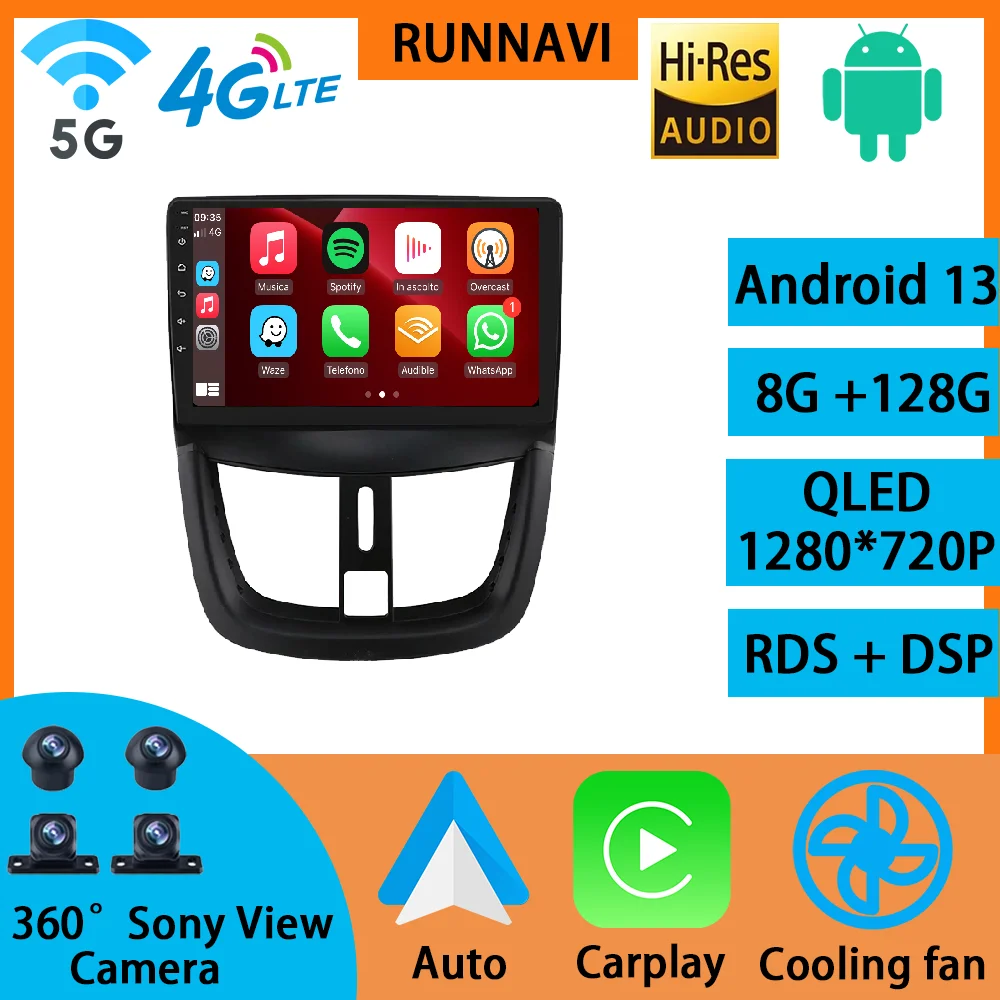 

Android 13 для Peugeot 207 2006 - 2015 автомобильное радио, стерео, мультимедийный видеоплеер, навигация GPS, беспроводное головное устройство Carplay DSP BT