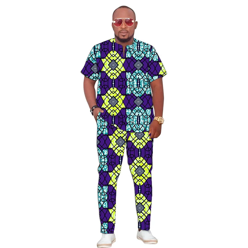 African Print Short Sleeve Tops With Trousers Men's Groom Suit Male Nigerian Fashion Pant Sets Wedding Party Outfits
African Print Short Sleeve Tops With Trousers Men's Groom Suit Male Nigerian Fashion Pant Sets Wedding Party Outfits