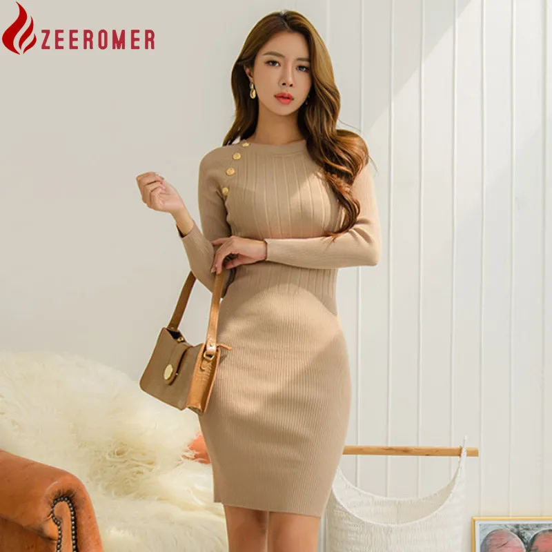 ZEEROMER 2022 New Women's Simple O-neck Knitted Dresses Office Bodycon Pencil Sheath Dress Elegant Elasticity Bottoming Vestidos
ZEEROMER 2022 New Women's Simple O-neck Knitted Dresses Office Bodycon Pencil Sheath Dress Elegant Elasticity Bottoming Vestidos