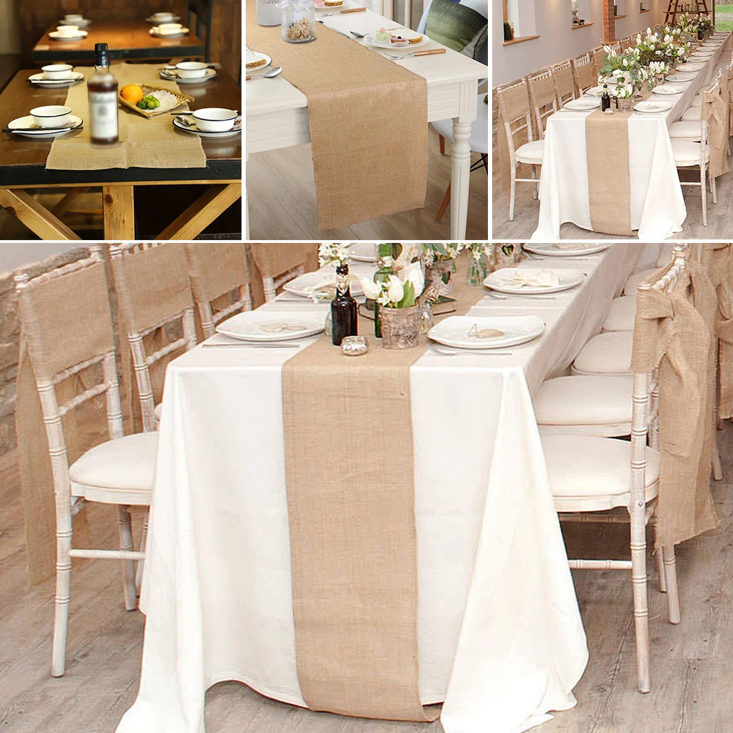 Vintage Hessian Table Runner Natural Jute Country Wedding Party Bonquet Table Decor For Christmas Home Table Runners 30x275cm
Vintage Hessian Table Runner Natural Jute Country Wedding Party Bonquet Table Decor For Christmas Home Table Runners 30x275cm