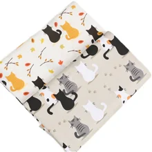 Half Yard Plain 100% Cotton Fabric With Cute Little Cat Print Handmade DIY Garment Dress Sewing Tissue CR-1453