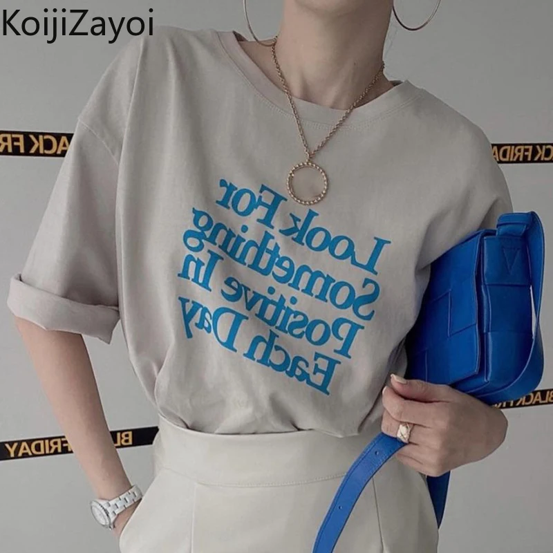 Модные женские футболки Koijizayoi с буквенным принтом, женские шикарные футболки с коротким рукавом и круглым вырезом, Корейская Повседневная Свободная верхняя одежда, футболки, топы 2022
Модные женские футболки Koijizayoi с буквенным принтом, женские шикарные футболки с коротким рукавом и круглым вырезом, Корейская Повседневная Свободная верхняя одежда, футболки, топы 2022