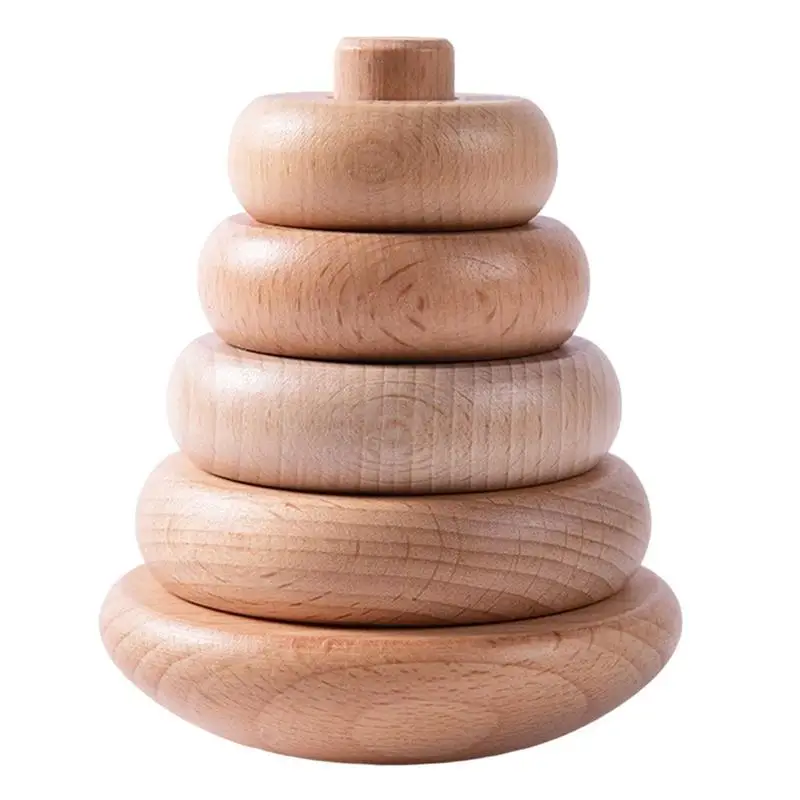 

Wood Stacking Rings Wooden Ring Stacker Improving Hand-Eye Coordination Early Learning Centre Toy For Infants And Toddlers