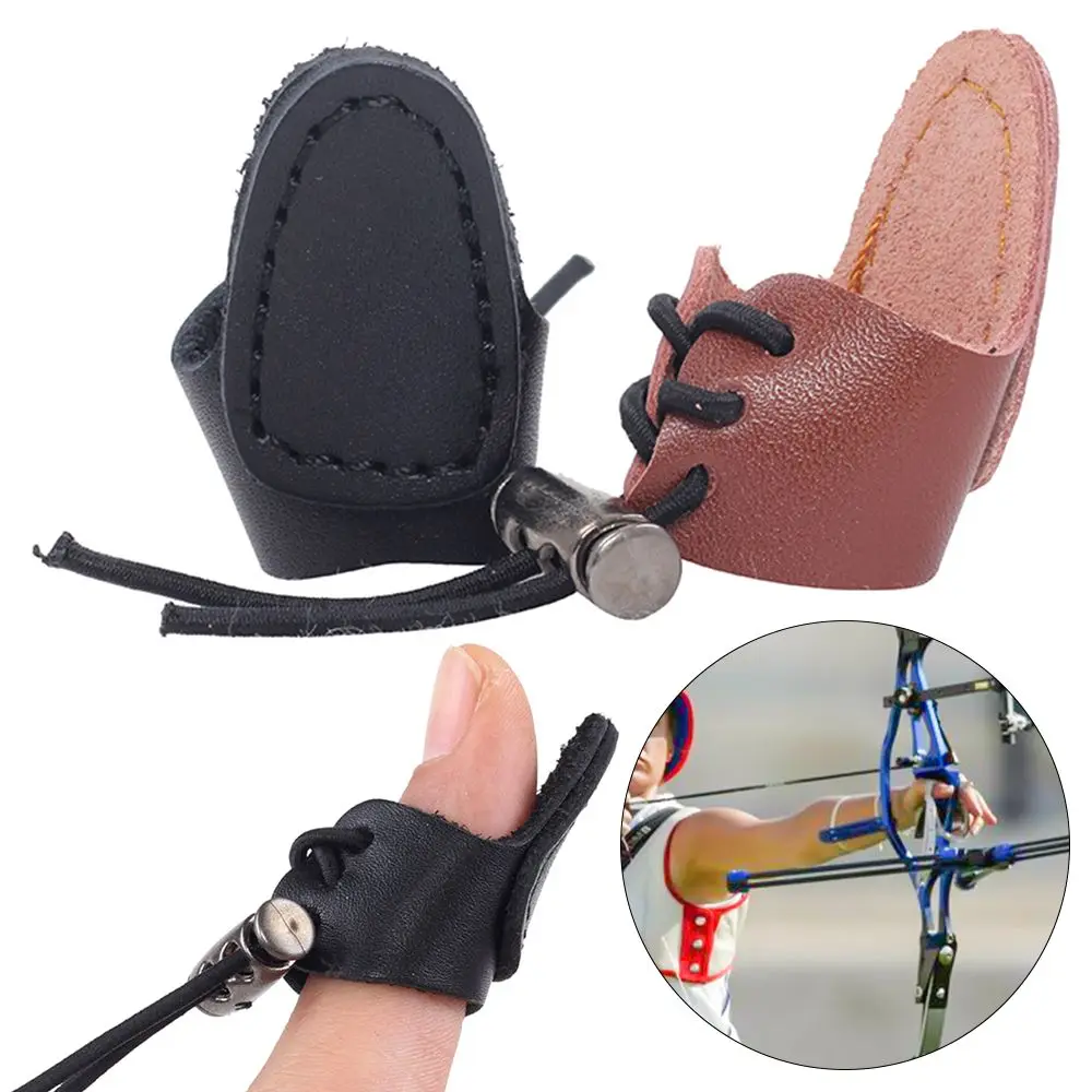 

2 Colors Broadheads Shooting Glove Hunting Imitation Cowhide Thumb Finger Guard Finger Tip Protector Archery Pull Arrow