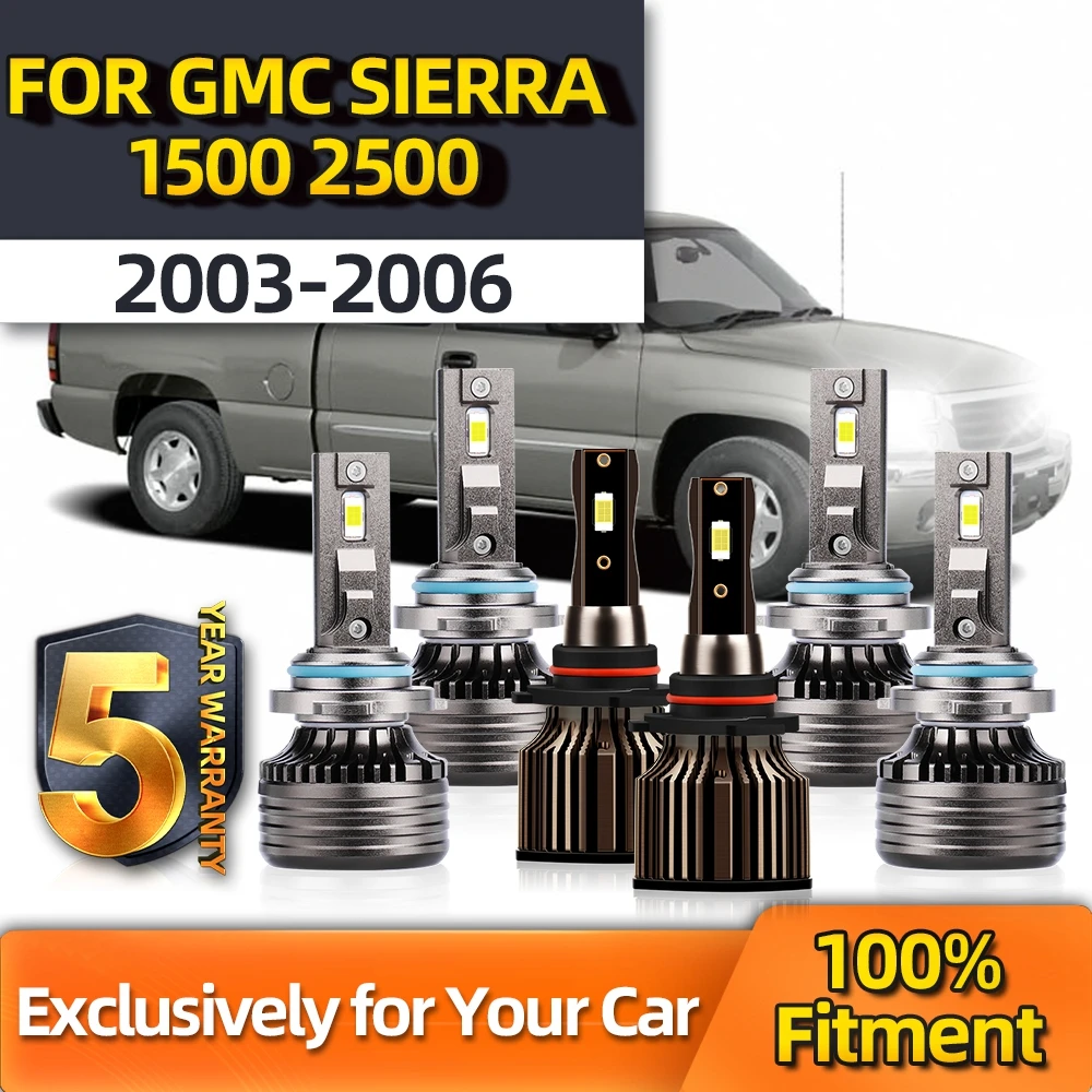 

TEENRAM For GMC SIERRA 1500 2500 LED 12V Bulbs Automotive Headlights 6500K 9145 9005 9006 Fog Light+High Low Beam 2003-2006
