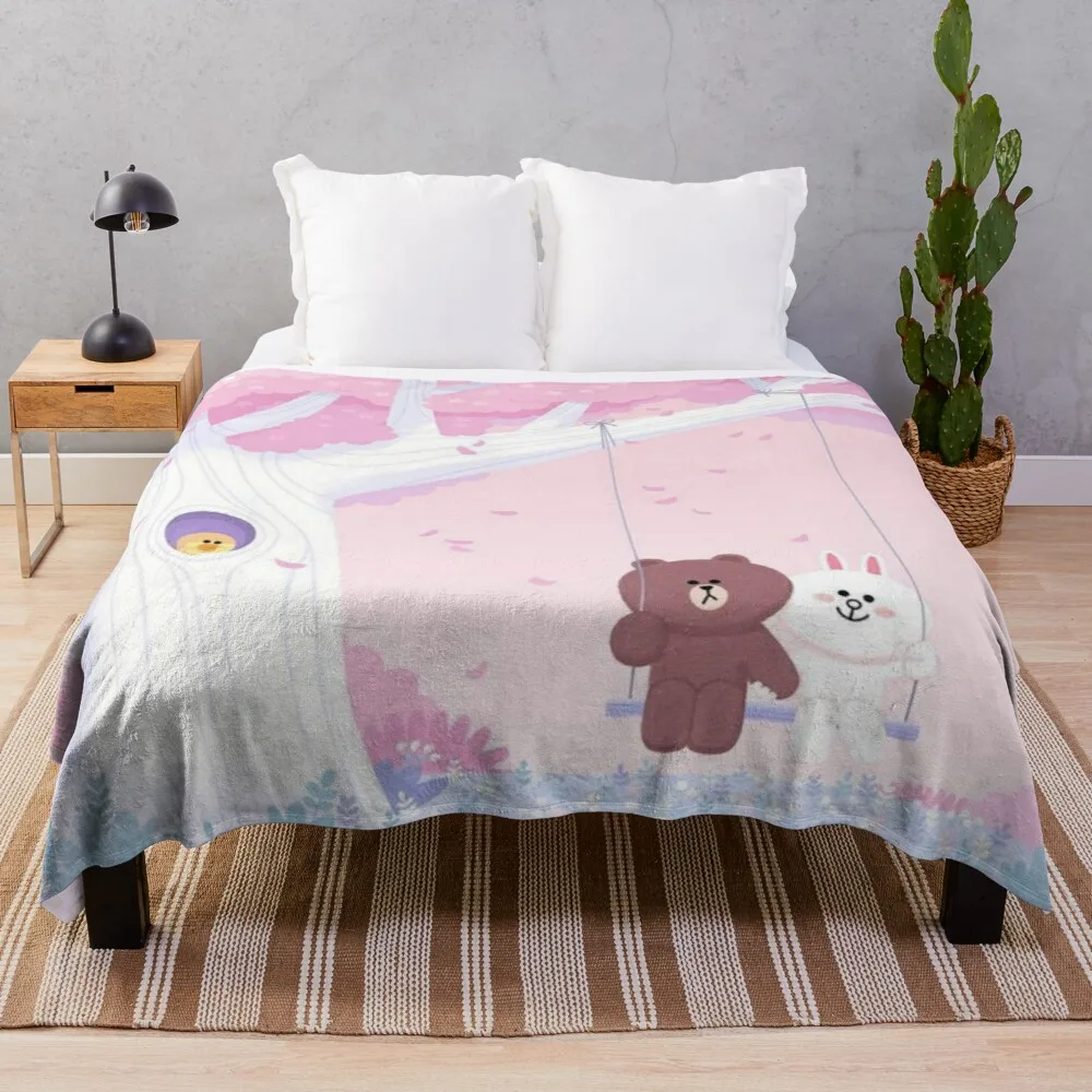 

Cute Brown and Cony swing Throw Blanket stuffed blankets furry blankets