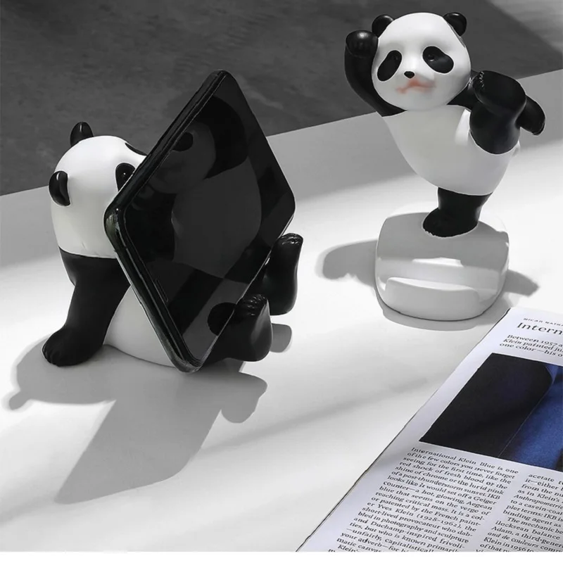 

Статуэтки панды для интерьера, универсальная подставка для телефона, Современная Статуэтка из смолы, Декор для дома, офиса, стола