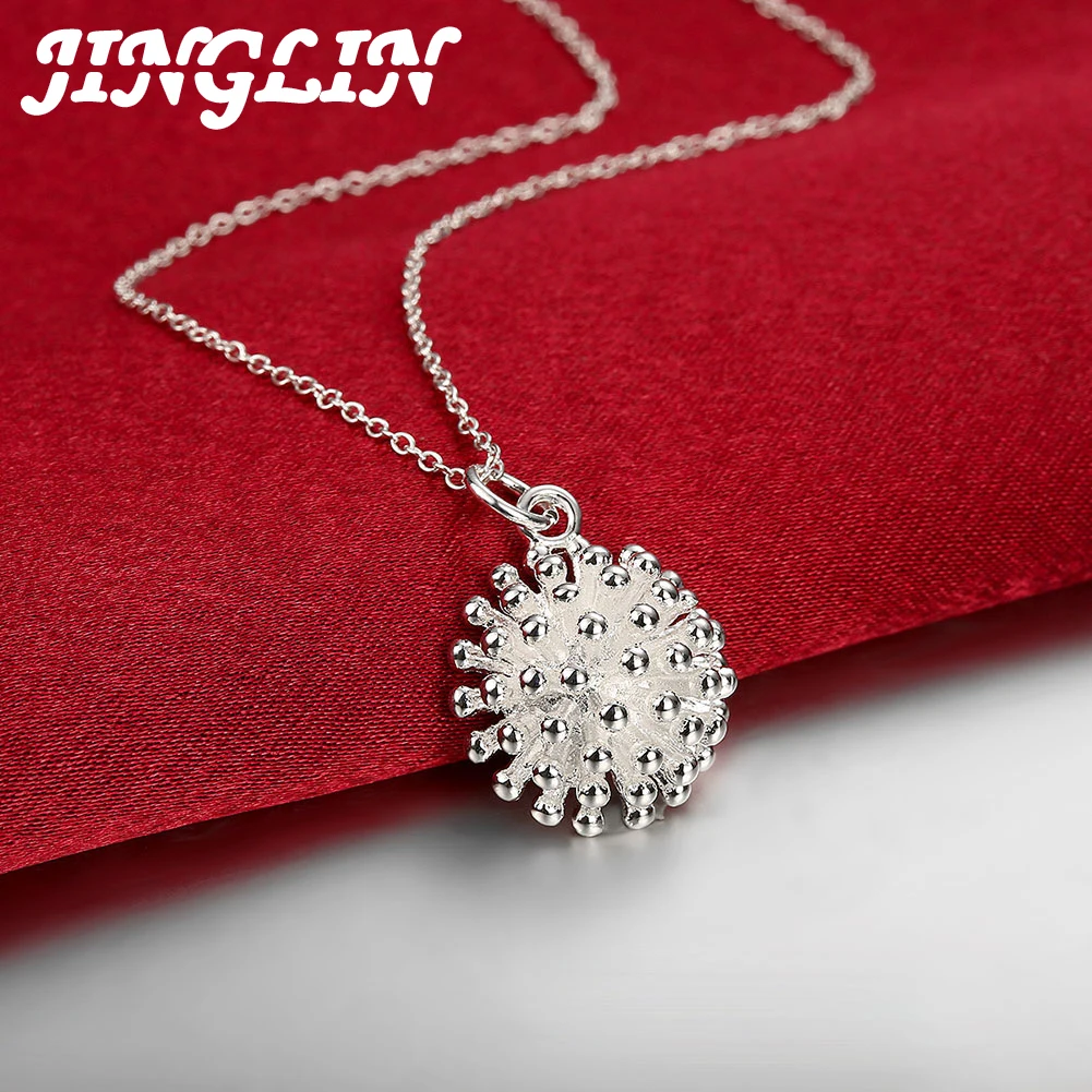 

JINGLIN 925 Sterling Silver Fireworks Pendant 18 Inch Necklace Chain For Woman Wedding Fashion Jewelry Gift