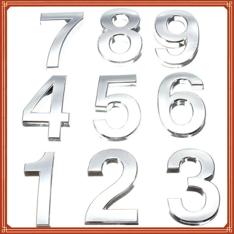 3D Digits 0-9 Number Silver Sticker 5cm Plate Sign Hotel Silvery Door Number Plaque Modern Plated House Home Car Decoration
3D Digits 0-9 Number Silver Sticker 5cm Plate Sign Hotel Silvery Door Number Plaque Modern Plated House Home Car Decoration