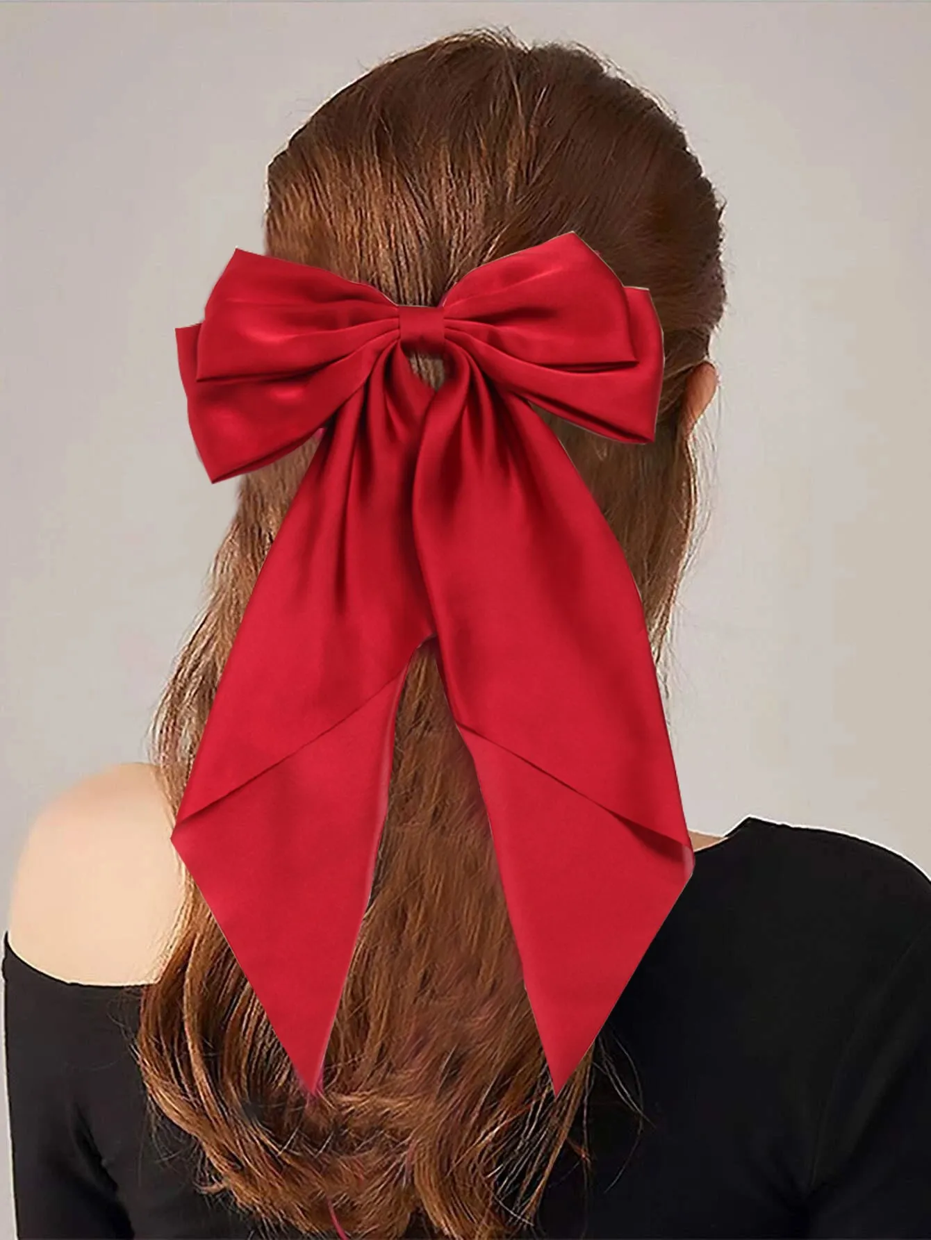 

New Large Satin Bow Hairclip Girls Trendy Hairpin Solid Big Ribbon Bowknot Ponytail Clip Barrettes Oversized Hair Accessories