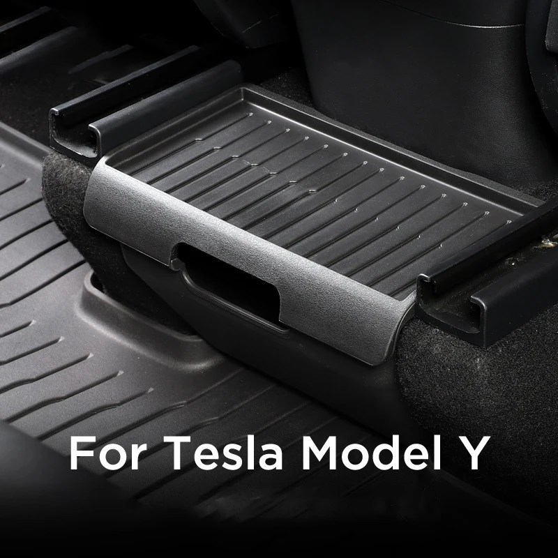 

Контейнер для хранения центральной консоли заднего вида Tesla Model Y TPE, органайзер из материала с крышкой, мусорная корзина под сиденьем, автомобильные аксессуары