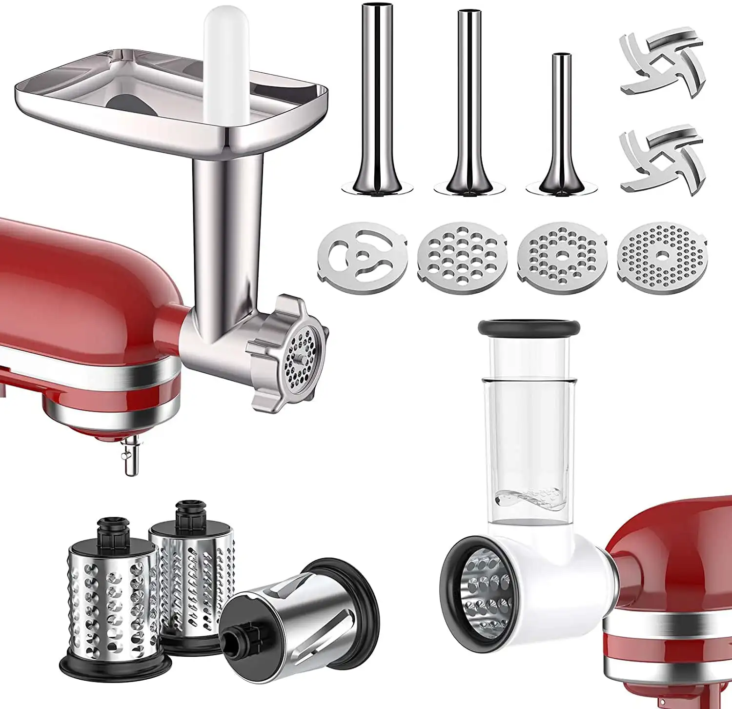Food Grinder Attachment & Slicer Shredder Attachment Set for KitchenAid Stand Mixer
Food Grinder Attachment & Slicer Shredder Attachment Set for KitchenAid Stand Mixer