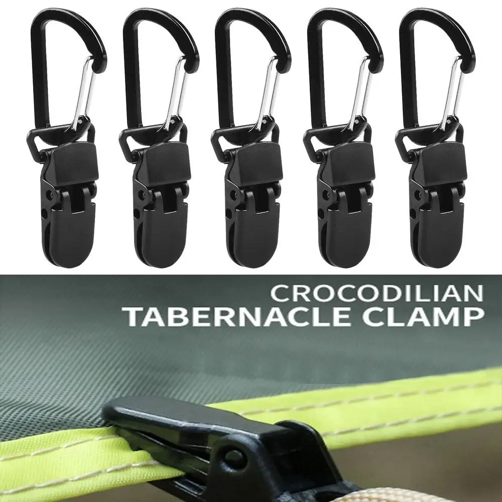 

5pcs Black Outdoor Kit Tent Hike Parts Caravan Canvas Tighten Tool Awning Canopy Clamp Trap Jaw Grip Tarp Clip