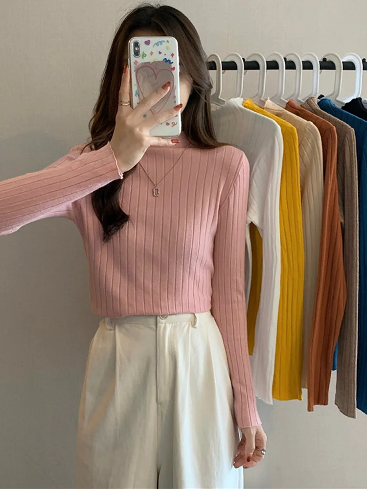 fashion Knitted woman Sweaters half turtleneck Long Sleeve Sweater Women Pullovers korean Solid pink White Basic Bottoming Tops
fashion Knitted woman Sweaters half turtleneck Long Sleeve Sweater Women Pullovers korean Solid pink White Basic Bottoming Tops