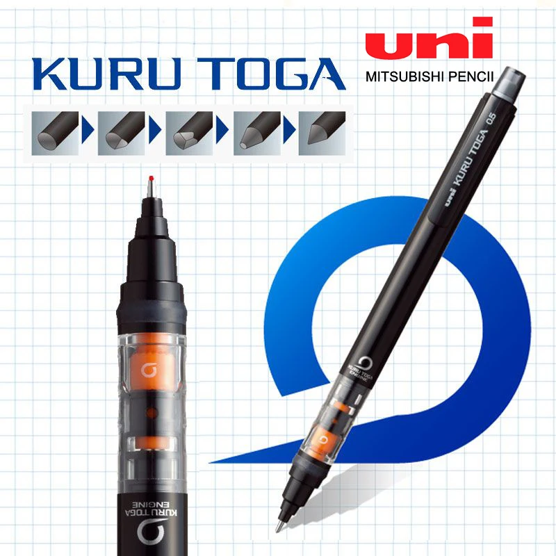 

UNI Kuru Toga Mechanical Pencil M5-452 Drawing Pencil 0.5mm Automatic Rotation lapices Low Center of Gravity lapicero Stationery