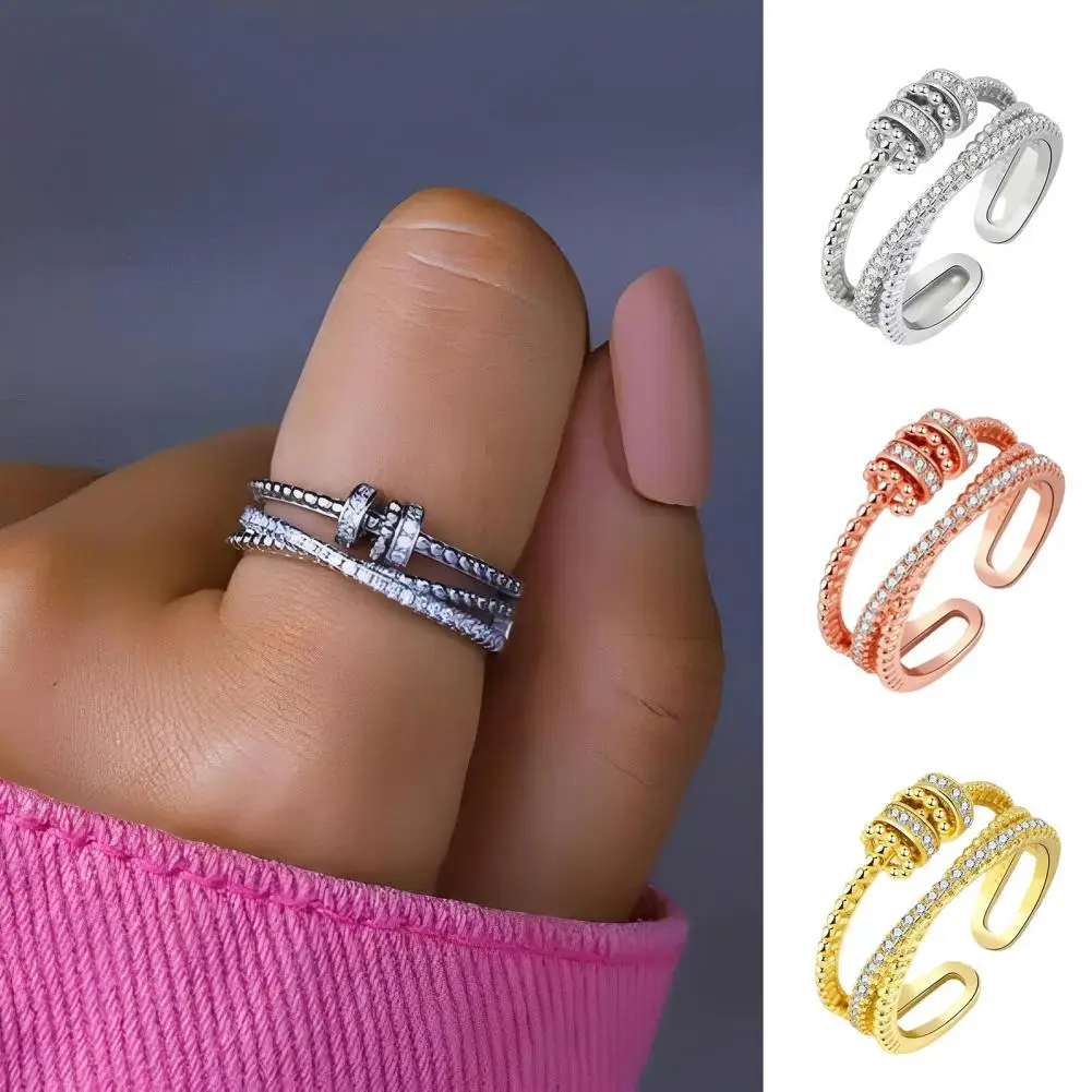 Beautiful Women Ring Lightweight Spinner Ring Elegant Bright Luster Rhinestones Rotating Anxiety Ring Decoration
Beautiful Women Ring Lightweight Spinner Ring Elegant Bright Luster Rhinestones Rotating Anxiety Ring Decoration
