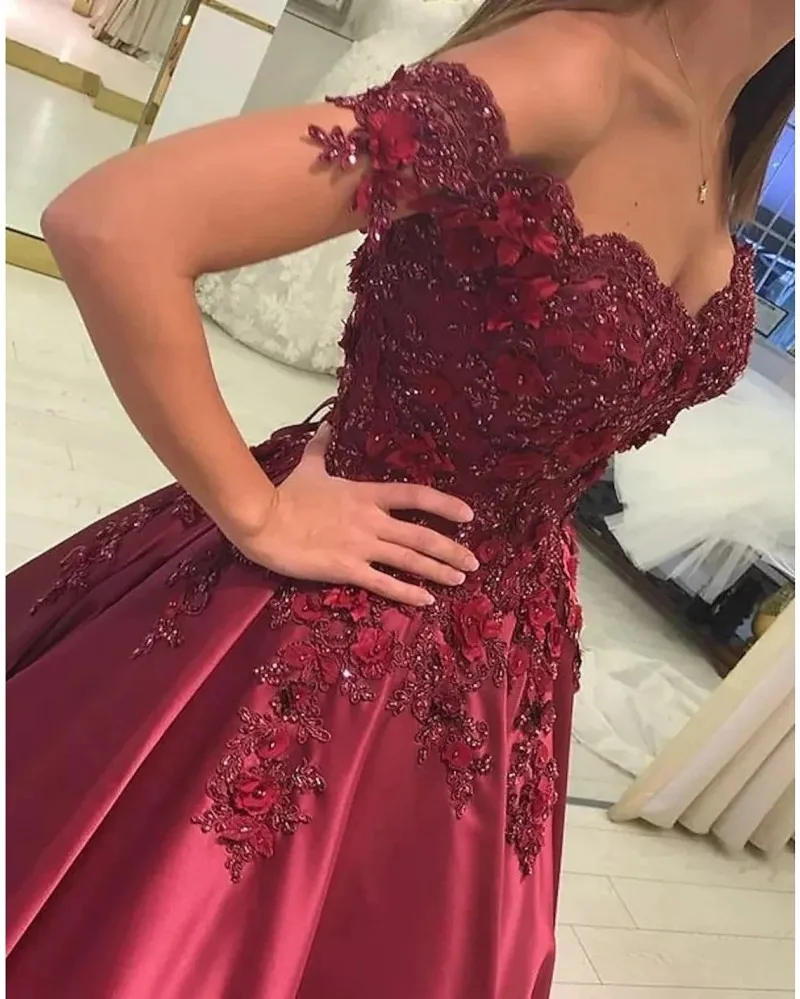 Burgundy A-Line Luxurious Floral Prom Dresses Off Shoulder Beads Satin Evening Pageant Gowns Vestidos Festa Robe De Soiree
Burgundy A-Line Luxurious Floral Prom Dresses Off Shoulder Beads Satin Evening Pageant Gowns Vestidos Festa Robe De Soiree