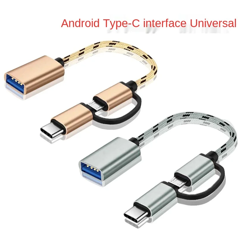 

2 in 1 OTG Adapter Cable Nylon Braid USB 3.0 to Micro USB Type C Data Sync Adapter for Huawei for MacBook U Disk Type-C OTG