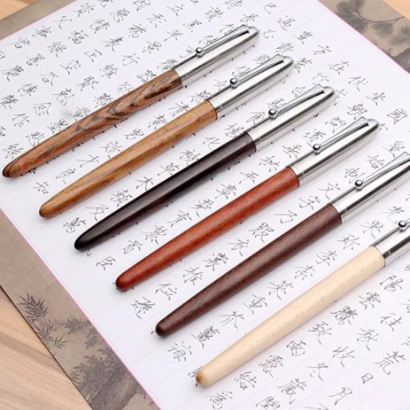 

Stationery Pens Office Wooden 0.38mm Supplies Jinhao Classic Calligraphy Pen Extra Fountain Remastered School Wood Nib Fine