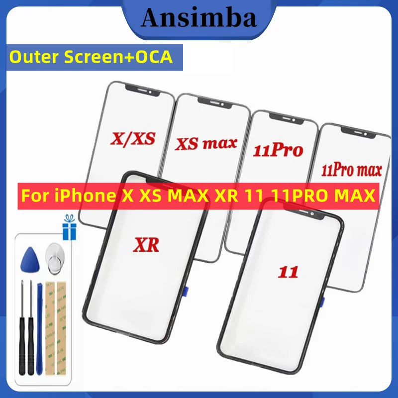 Front Screen Outer Glass With OCA For iPhone X XS MAX XR 11 11PRO MAX Screen LCD Touch Lens Glass Replacement Repair Tool
Front Screen Outer Glass With OCA For iPhone X XS MAX XR 11 11PRO MAX Screen LCD Touch Lens Glass Replacement Repair Tool