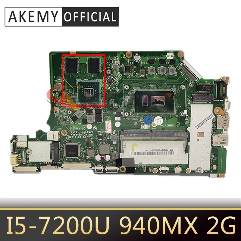 C5V01 LA-E892P Motherboard For ACER Nitro A515-51G A315-53G Laptop Motherboard CPU:I5-7200U 940MX 2GB 100% Test Ok Mainboard
C5V01 LA-E892P Motherboard For ACER Nitro A515-51G A315-53G Laptop Motherboard CPU:I5-7200U 940MX 2GB 100% Test Ok Mainboard