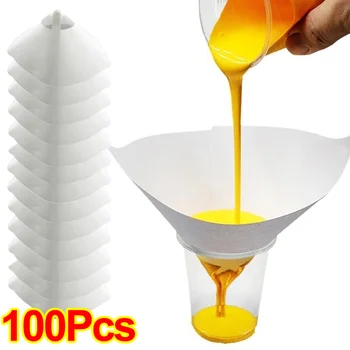 Disposable Car Paint Spray Mesh Paper Filter Purifying Straining Funnel Paint Filter Conical Nylon Micron Paper Funnels Tools