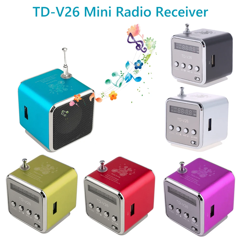 TD-V26 мини-радио FM цифровые портативные колонки с приемником Поддержка TF-карты