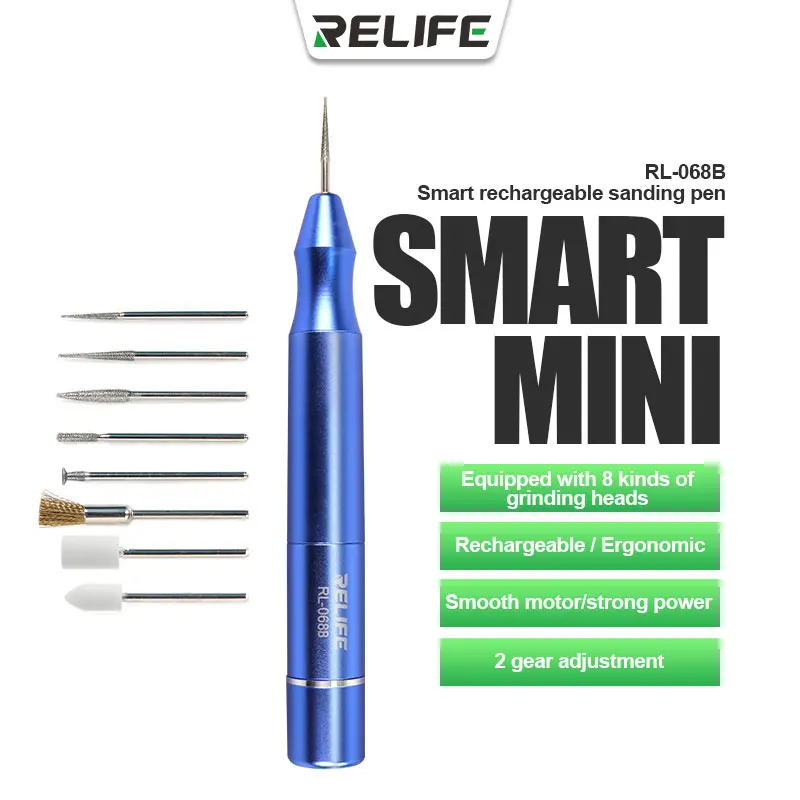 New RELIFE RL-068B Mini Smart Sanding Pen Rechargeable With 8 Grinding Head For CPU Grinding, Punching, Lettering, Cutting
New RELIFE RL-068B Mini Smart Sanding Pen Rechargeable With 8 Grinding Head For CPU Grinding, Punching, Lettering, Cutting