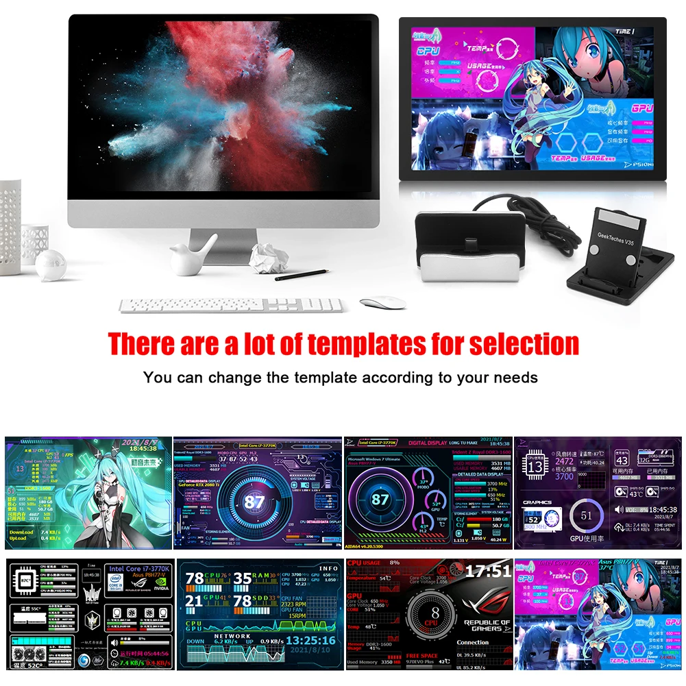 5 Inch Computer Display Screen CPU GPU RAM HDD DIY Case Sub-screen Aluminium Alloy Shell Monitoring Display for Raspberry Pi NAS
5 Inch Computer Display Screen CPU GPU RAM HDD DIY Case Sub-screen Aluminium Alloy Shell Monitoring Display for Raspberry Pi NAS