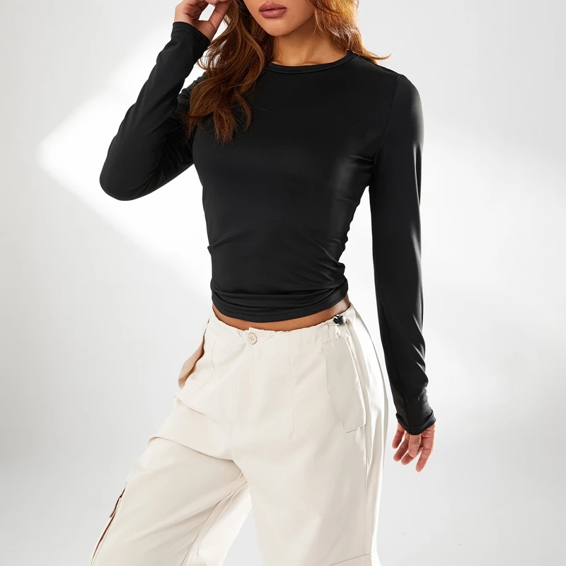 Spring Autumn Women Long Sleeve T-shirt Slim Fit Pullovers Tees Solid Turtleneck Crop Top Korean Kashion Casual streetwear
Spring Autumn Women Long Sleeve T-shirt Slim Fit Pullovers Tees Solid Turtleneck Crop Top Korean Kashion Casual streetwear
