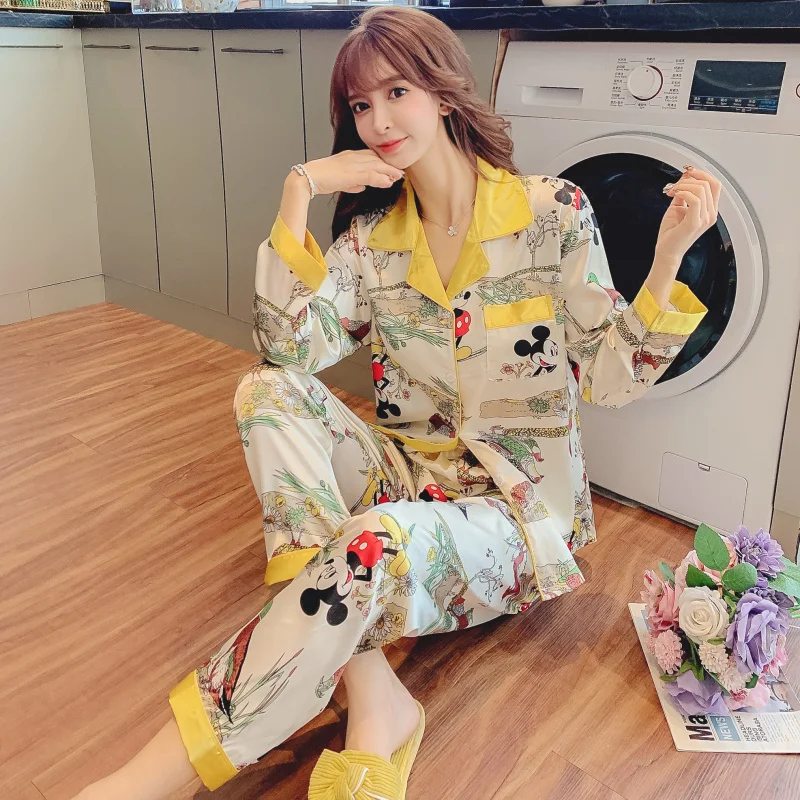 Disney Mickey Mouse Womens Satin Pajamas Set Loose Sleepwear Pajamas Home Suit Female Sleep Piece Set Lady Silk Loungewear
Disney Mickey Mouse Womens Satin Pajamas Set Loose Sleepwear Pajamas Home Suit Female Sleep Piece Set Lady Silk Loungewear