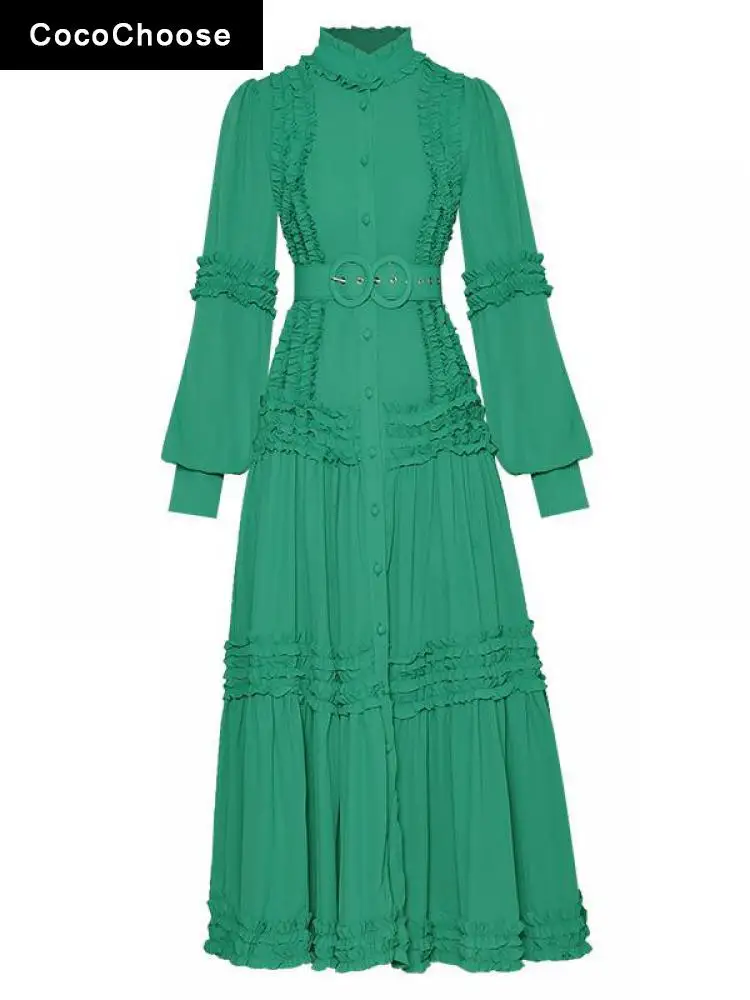 Designer Dress Women Luxury Autumn Winter 2022 Runway Fashion Ruffle Stand Collar Single Breasted Long Sleeve Sexy Beach Dresses
Designer Dress Women Luxury Autumn Winter 2022 Runway Fashion Ruffle Stand Collar Single Breasted Long Sleeve Sexy Beach Dresses