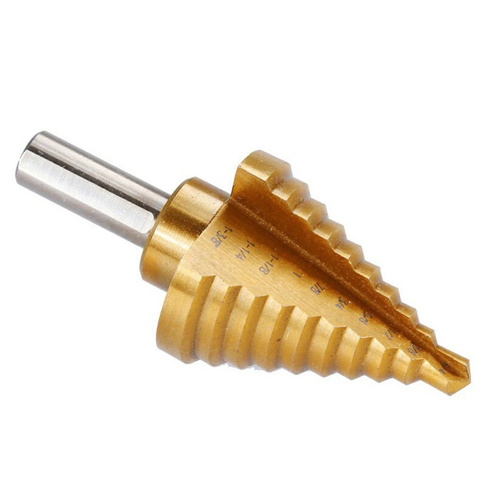 1Pcs 6.35-34.925mm Step Drill Bit Drilling Tool Gold HSS Metals Platic Wood Cone Drill Bit 9mm Shank Drill Bit Power Tools
1Pcs 6.35-34.925mm Step Drill Bit Drilling Tool Gold HSS Metals Platic Wood Cone Drill Bit 9mm Shank Drill Bit Power Tools