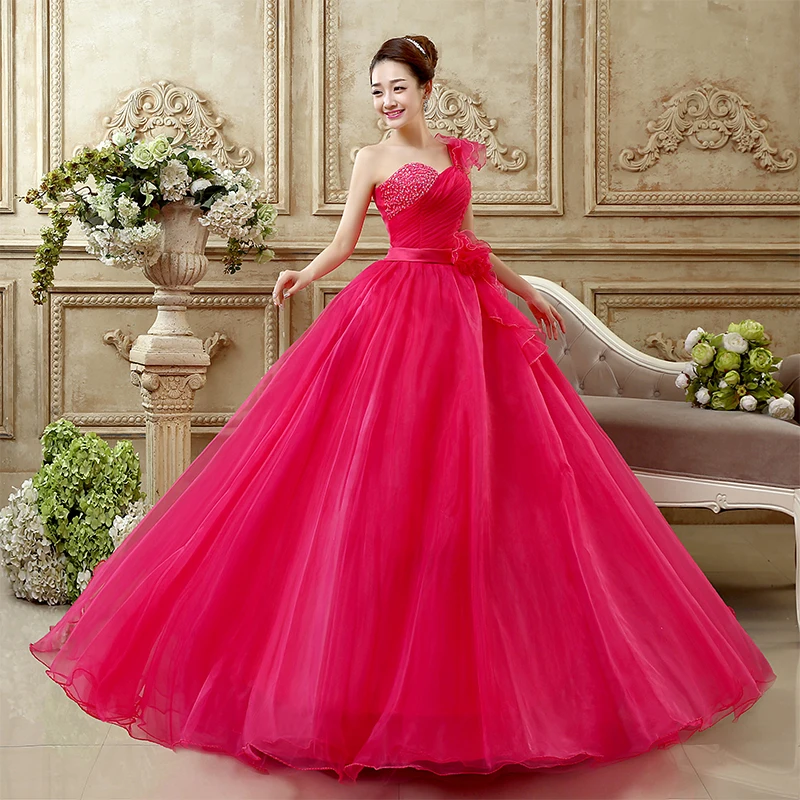 New Rose Red Tulle Ball Gown Fashionable One-shoulder Floor-length Puffy Dresses For Prom Simple Elegant Quinceanera Dresses
New Rose Red Tulle Ball Gown Fashionable One-shoulder Floor-length Puffy Dresses For Prom Simple Elegant Quinceanera Dresses