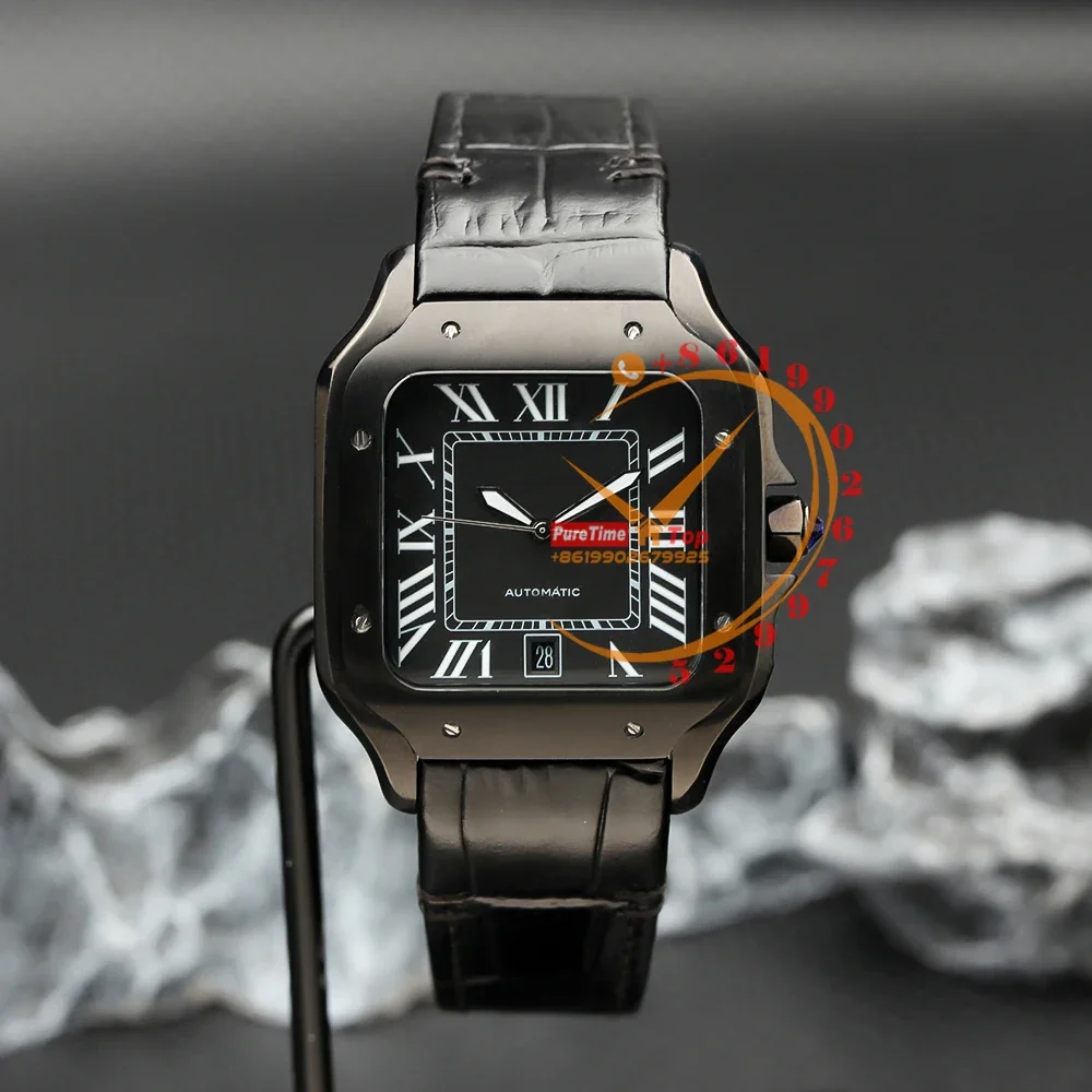 

WSSA0039 большие автоматические мужские часы DLC полностью черные римские циферблаты кожа супер клон Puretime 2023 топовый бренд новый роскошный механический