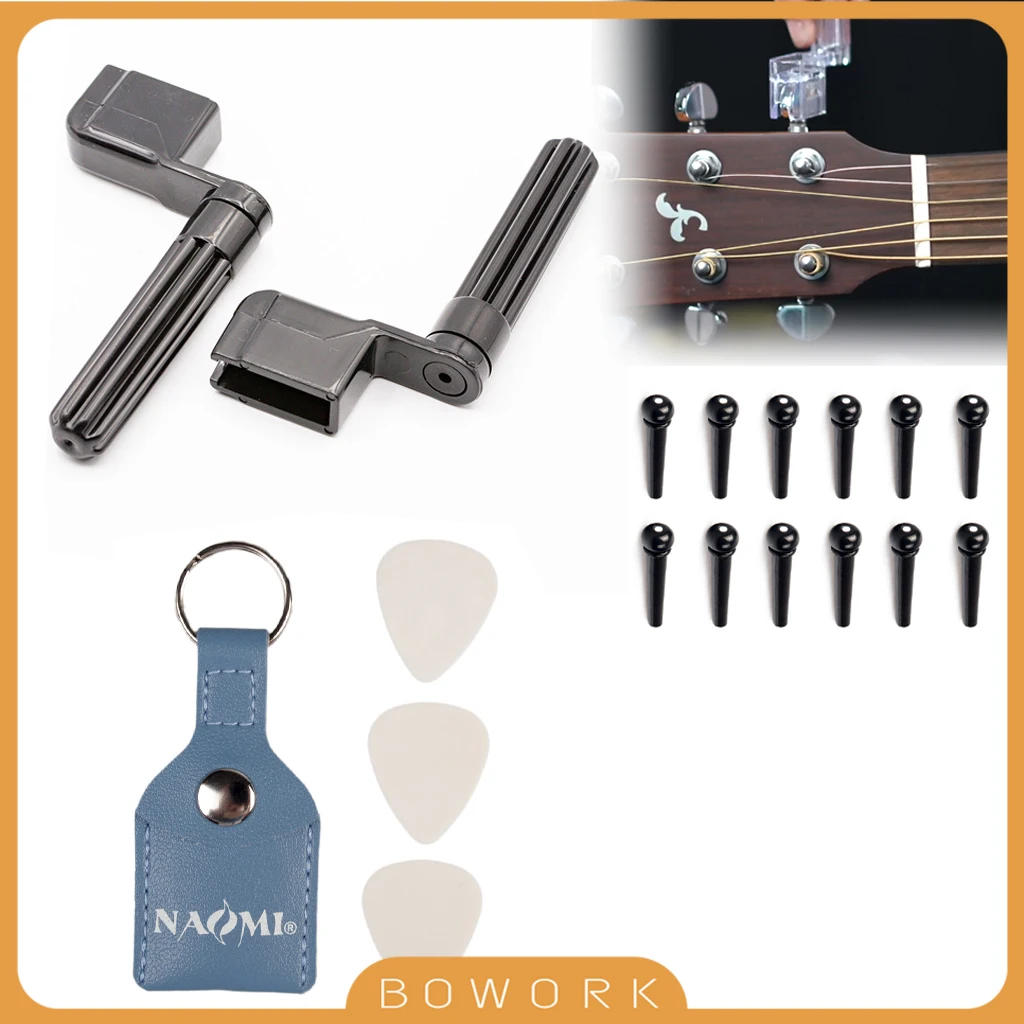 1 Set Acoustic Guitar Strings Pins Guitar Pin Puller Strings Winder Stings Clipper & W/Leather Guitar Picks Holder Clip Key Ring
1 Set Acoustic Guitar Strings Pins Guitar Pin Puller Strings Winder Stings Clipper & W/Leather Guitar Picks Holder Clip Key Ring