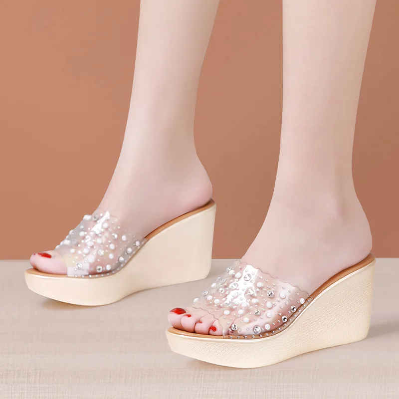 8cm Small Big Size 32-43 Clear Crystal Transparent Wedges Slippers Women's Platform Sandals 2023 High Heels Slides Office Mom
8cm Small Big Size 32-43 Clear Crystal Transparent Wedges Slippers Women's Platform Sandals 2023 High Heels Slides Office Mom