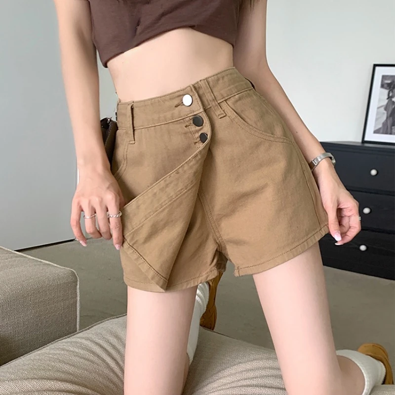 Summer Women Korean Style Button Fly Khaki Denim Shorts Skirts , Woman Clothing Ladies 4xl 5xl Slim A Line Fashion Shorts
Summer Women Korean Style Button Fly Khaki Denim Shorts Skirts , Woman Clothing Ladies 4xl 5xl Slim A Line Fashion Shorts